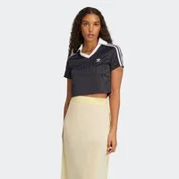 adidas Originals Poloshirt ADICOLOR JACQUARD V-NECK CROP kastiger Schnitt, gecroppte Länge, 3-Streifen an den Ärmeln