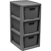 BranQ Regal 1725, Rattanregal mit 3 Körben 3x7L