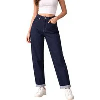 Ital-Design Mom-Jeans Damen Freizeit (91279853) Used-Look Stretch High Waist Jeans in Dunkelblau