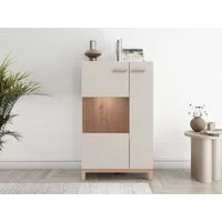 Home affaire Highboard Essex, Hochkommode, Vitrine, Glasvitrine, Kombi-Highboard, Modernes Highboard in Kaschmir mit Glasfront & Lamellen-Optik