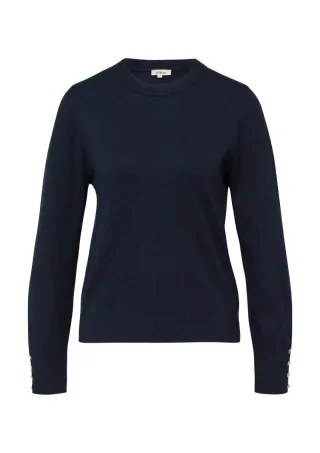 s.Oliver Red Label - Feinstrickpullover aus Viskosemix mit Zierknöpfen blau - Gr. - 36