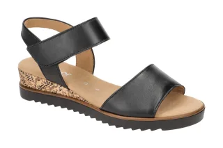 Gabor 82.750.57 Damen Sandalette schwarz (Kork TS) Keilabsatz 2,5cm