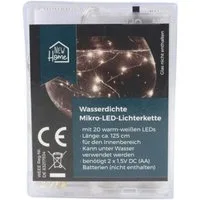 BURI Lichterkette LED-Drahtlichterkette mit Timer 20 Micro-LEDs Warmweiß Lichterkette