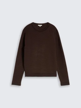Tom Tailor - Strickpullover mit Struktur java dark brown - Gr. - XL