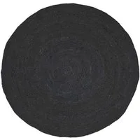 TaraCarpet Teppich Jute Teppich Mani Colour rund Flachgewebe Boho Modern, rund, Höhe: 5 mm, Teppich Sisal optik rund schwarz Wohnzimmer 200x200 cm rund