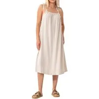 WENOR Sommerkleid aus Leinenmix mit Bindeträgern – luftiges Strandkleid mit Taschen (1-tlg) Bindeträger,seitliche Eingrifftaschen,natürliches Material