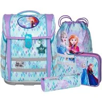 McNeill Schulranzen Perfecto Frozen 5tlg. Disney Schulranzen ergonomisch ClickFlex (Spar-Set, Federmappen befüllt, Schlampermappe, Sportbeutel, Magnet & Anhänger), ClickFlex Rückensystem, mitwachsend, ergonomisch
