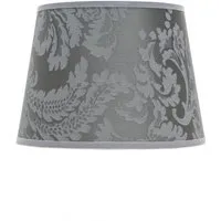 Licht-Erlebnisse Lampenschirm WILLOW, Leuchtenschirm klein Stoff Silber Barock Muster Nachttisch Lampe