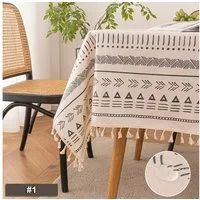 BTTO Gartentischdecke Boho Tischdecke Vintage wasserdicht & ölbeständig mit Quasten, Rechteckige Tischdecke, Möbelschutz Outdoor für Terrasse