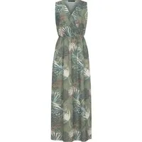 CLOUD 5IVE Shirtkleid CLOUD 5IVE Maxi Kleid in Wickeloptik mit Tropical All Over Print (1-tlg)