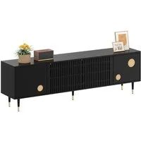Merax Lowboard mit Goldakzenten (1 St., 170 L x 36 B x 54 H(cm), TV-Schrank mit 4 Türen,Kippschutz,Stauraum & verstellbare Metallfüße
