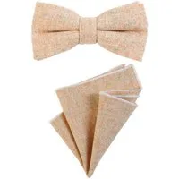 DonDon Fliege DonDon Herren Fliege und Einstecktuch aus Baumwolle (Packung, 2-St) bereits gebunden, Tweed-Look, 2er Set