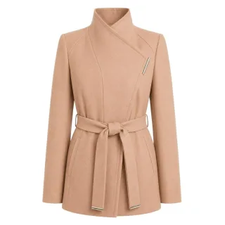 Ted Baker Ross Kurzer Wollmantel In Kamelhaar Mit Gürtel