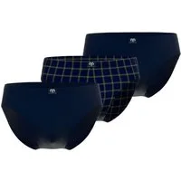 CECEBA Slip CECEBA Herren Slip blau kariert 3er Pack (3-St)