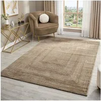 Vimoda Teppich Wohnzimmer neues premium Designteppich modern, Rechteckig, Höhe: 11 mm, Teppich Wohnzimmer 3D effekt Boho Einfarbig hoch-tief Bordüre