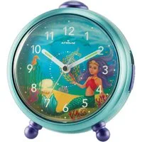 Atrium Kinderwecker A932-13 Nelly Analog Quarz leise Licht Snooze Mädchen Meerjungfrau Geschenk Ø10,5cm