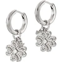 Emporio Armani Paar Creolen Schmuck Geschenk Silber 925 Ohrringe Kleeblatt, mit Zirkonia (synth) - Einhänger abnehmbar