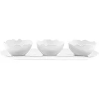 Mulex Snackschale Alya 4-tlg. Snackschalen in Wave-Style - 3 Schälchen & 1 Servierteller, (4-tlg), aus hochwertigem Porzellan