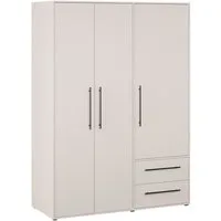 FORTE Kleiderschrank Mokkaris, Garderobe, zeitloses Design, 3 Türen, Made in Europe (B/H/T ca. 144x200x59cm) Zwei Schubladen, schwarze Stangengriffe, Stauraum, auch in Schwarz