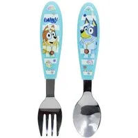 Bluey Kinderbesteck Set 2-teilig – Löffel & Gabel mit Motivgriffen (2-tlg), 1 Personen