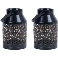 etc-shop LED Solarleuchte, LED-Leuchtmittel fest verbaut, Solarlampen für Außen Balkon Muster Gartendeko 2er Set