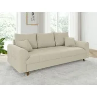 S-Style Möbel 3-Sitzer Sofa Zara mit Holzfüßen im skandinavischen Stil aus Cord-Stoff, mit Wellenfederung