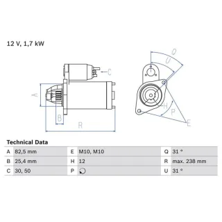 Bosch Anlasser 1,7 kW 0986021360 Mercedes C-Klasse Clc-Klasse Clk E-Klasse Sprinter