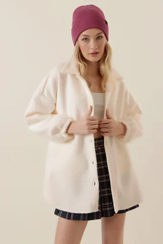 Texturierte Gabardine-Knopfjacke