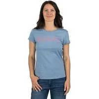 MUSTANG T-Shirt Damen Logo Printshirt Alexia C Logo Slim Fit (1-tlg) Basic Kurzarm Tee Shirt mit Rundhalsausschnitt aus 100% Baumwolle
