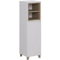 Vicco Midischrank Elnor, Weiß/Eiche/Weiß, 30 x 105 cm mit ausklappbarem Wäschebeh... (1-St)