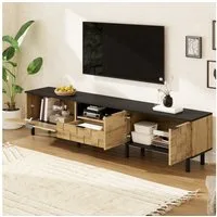 HAUSS SPOLE TV-Schrank mit Schublade,Medienkommode Lowboard mit Holzoptik und Metallfüße (TV-Lowboard mit Mosaik-Front und kombiniertem Stauraum) Mehrfach-Stauraum und Strukturierte Frontoptik