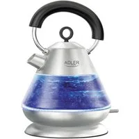 Adler Wasserkocher AD 1282 Glas-Wasserkocher, LED beleuchtet, Pfeifkessel Design, 2200W, 1,5 Liter, Edelstahl