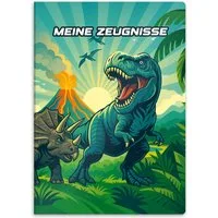 itenga Organisationsmappe itenga Zeugnismappe A4 Kunststoff Sichtbuch Motiv Dinosaurier - DINO W