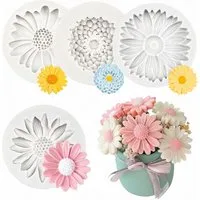 FOUORTUNATE-BEE Silikonform 4er Set Silikonformen mit Gänseblümchen für Kerzen & Seife, (4-tlg), Blumen Kerzenform Set für DIY Kerzen- und Seifenherstellung