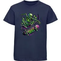 MyDesign24 T-Shirt Kinder Print Shirt Springender Skelett Skateboarder Bedrucktes Jungen und Mädchen Skater T-Shirt i538