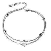 Kim Johanson Fußkette Heart, aus Edelstahl, mit Herz-Anhänger, verstellbar & zart