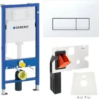 GEBERIT Vorwandelement WC Vorwandelement Drückerplatte weiß Einwurfschacht Delta 51, Spar-Set