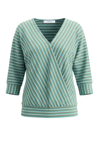 bianca - Shirt in Wickeloptik blau/grün - Gr. - 38