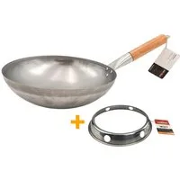 Grillfürst Wok Grillfürst Edelstahl Wok Ø 30 cm mit Wokring für Seitenkocher / Grillrost