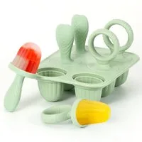 BlingBin Eisform 6 Mulden Eisformen Silikon - Eis am Stiel für Babys und Kinder, (1er Set 1-tlg), Eisform mit Stäbche für Fruchtpüree & Muttermilch, Lebensmittelecht