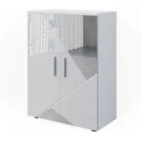 Vicco Midischrank Irma, Weiß Hochglanz mit Einsätzen/Weiß, 60 x 81 cm (1-St) mit Dekospiegel