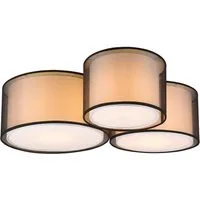 TRIO Leuchten LED Deckenleuchte, LED wechselbar, Warmweiß, Groß-e Design-er Lampe mit 3x Stoff Lampen-schirm für Treppenhaus 65cm
