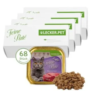 Lyra Pet Lecker.Pet Emily's Feine Paté Reich an Rind Katzenfutter Nassfutter Vollnahrung 17x7,76 kg