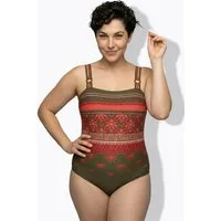 Ulla Popken Badeanzug Badeanzug Boho-Muster Softcups recycelt