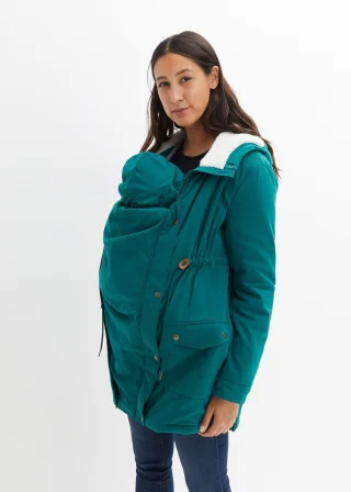 bonprix 3-in-1 kuschelig gefütterte Umstands- und Tragejacke, grün, Gr.42, Kuschelige Umstandsjacke mit Teddyfutter für die Schwangerschaft und danach