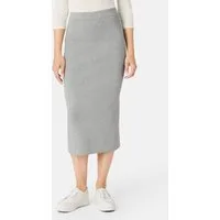 Les Lunes Sommerrock KATIIE Skirt Fine Knit Midi Rib Feinripp, Midi, Bleistiftrock, Gehschlitz, Elastischer Bund