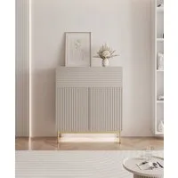 Selsey Highboard LINEARIS, Highboard in Kaschmirgrau mit LED und Rillenfront
