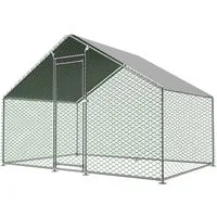 MC Star Hühnerstall 3x2x2m mit Sicherheitsschloss und Wasserdichtes PE-Tuch Freilaufgehege, aus Metall für Hühner, Kaninchen und weitere Kleintiere