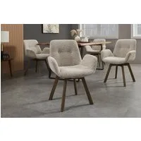 riess-ambiente Polsterstuhl BALTIC taupe/braun - Bouclé, Eiche-Massivholz, 360° drehbar, Armlehnen (Einzelartikel, 1 St), Weicher Tweed-Stuhl - ideal für Ess-, Wohn- & Schlafzimmer oder Office