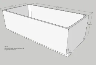 Neuesbad Wannenträger für Bette Schmiddem II 1800x900 Überl. schmale Seite SW11478